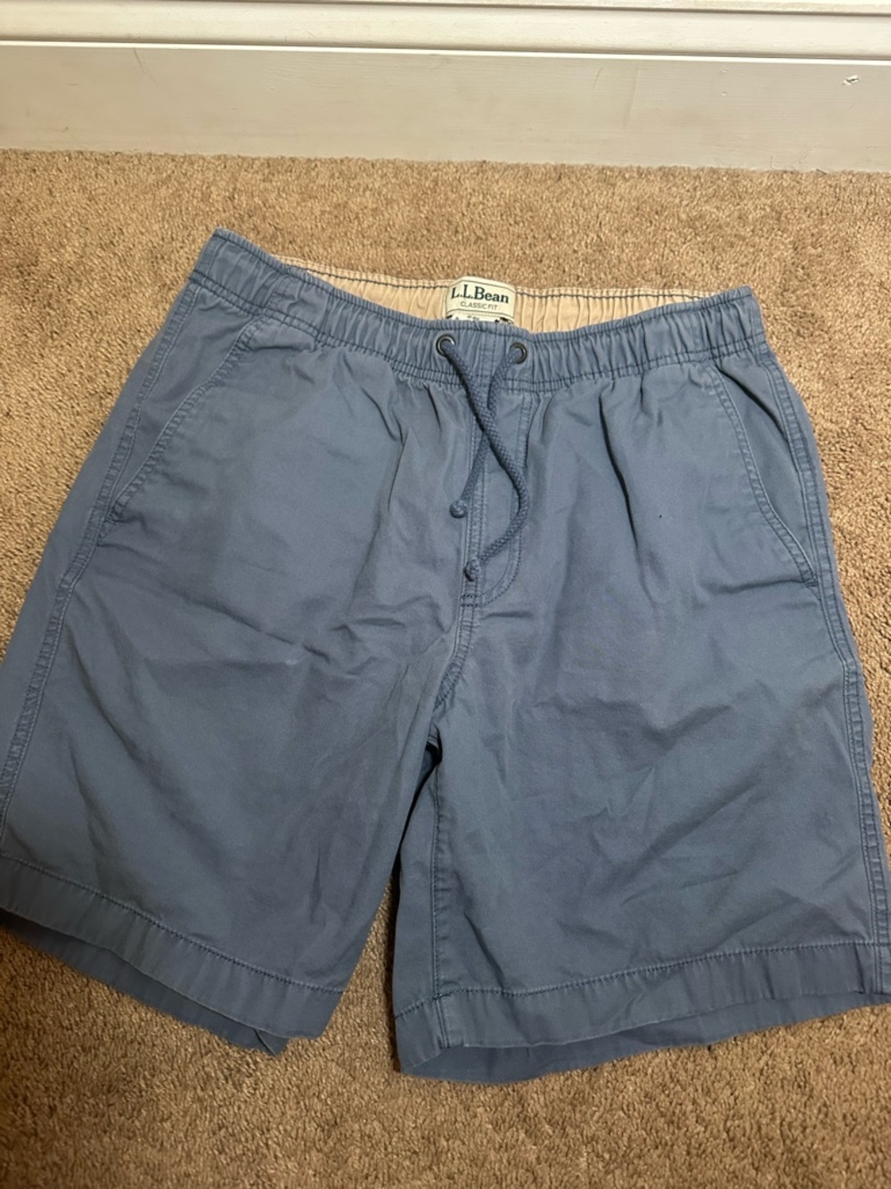 LL Bean Dock Shorts Mens Size M Regular Classic Fit Cotton Chino Pull On Blue